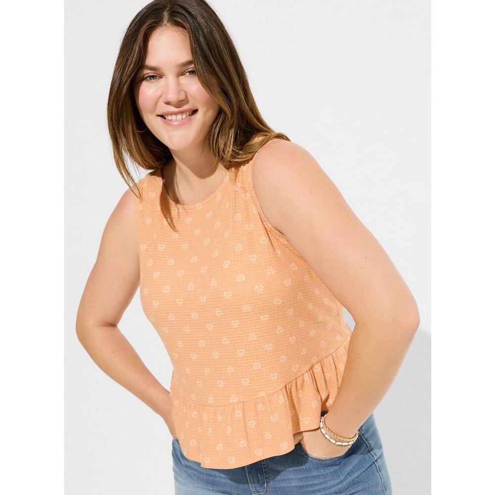 Torrid 2X 2 18-20 Texture Knit High Neck Ruffle Crop Top